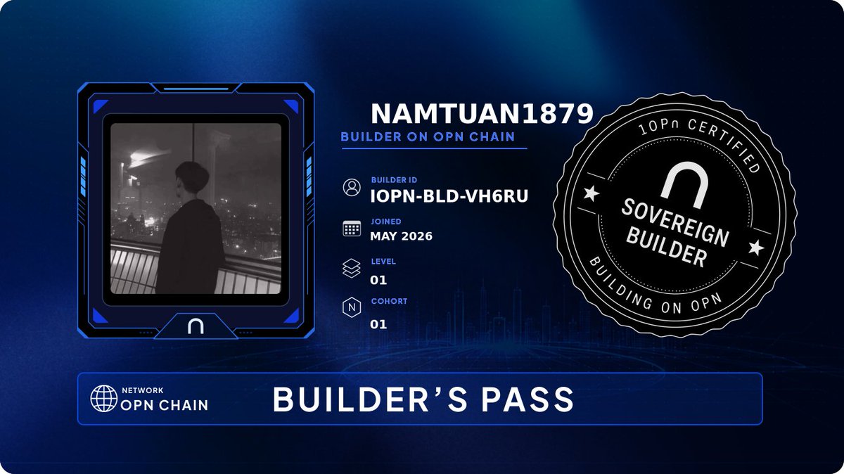 NTuanz's tweet photo. Builder's Pass: claimed ✅
Six seasons. Six verticals. One on-chain record that travels with me forever.
Building on @IOPn_io.
Accelerate ⋂ https://t.co/FyB1E3YmVC