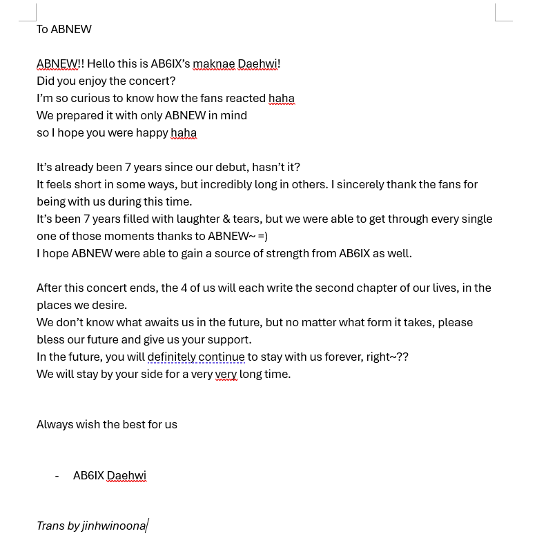 jinhwinoona's tweet photo. Daehwi's letter To ABNEW🤍
#이대휘 #LEEDAEHWI #ABNEW #AB6IX https://t.co/AWj55m0Vai
