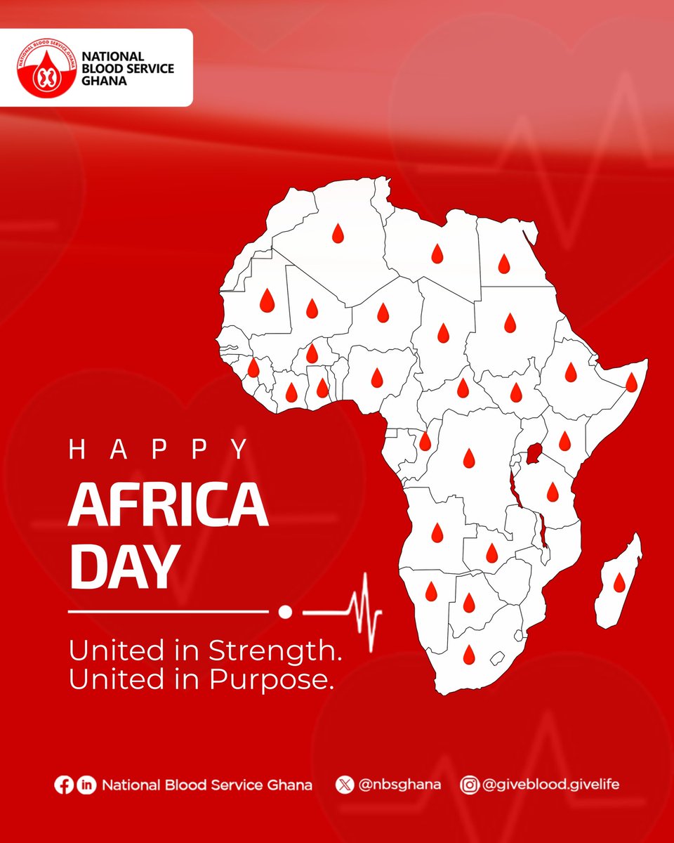 NBSGhana's tweet photo. We celebrate the unity, resilience and strength of the Africa continent. Together, we continue to build a healthier, stronger future for all.

#NationalBloodServiceGh 
#GiveBloodSaveLives
#PledgetoDonate
#AfricaUnionDay https://t.co/e4soTZ6iLU