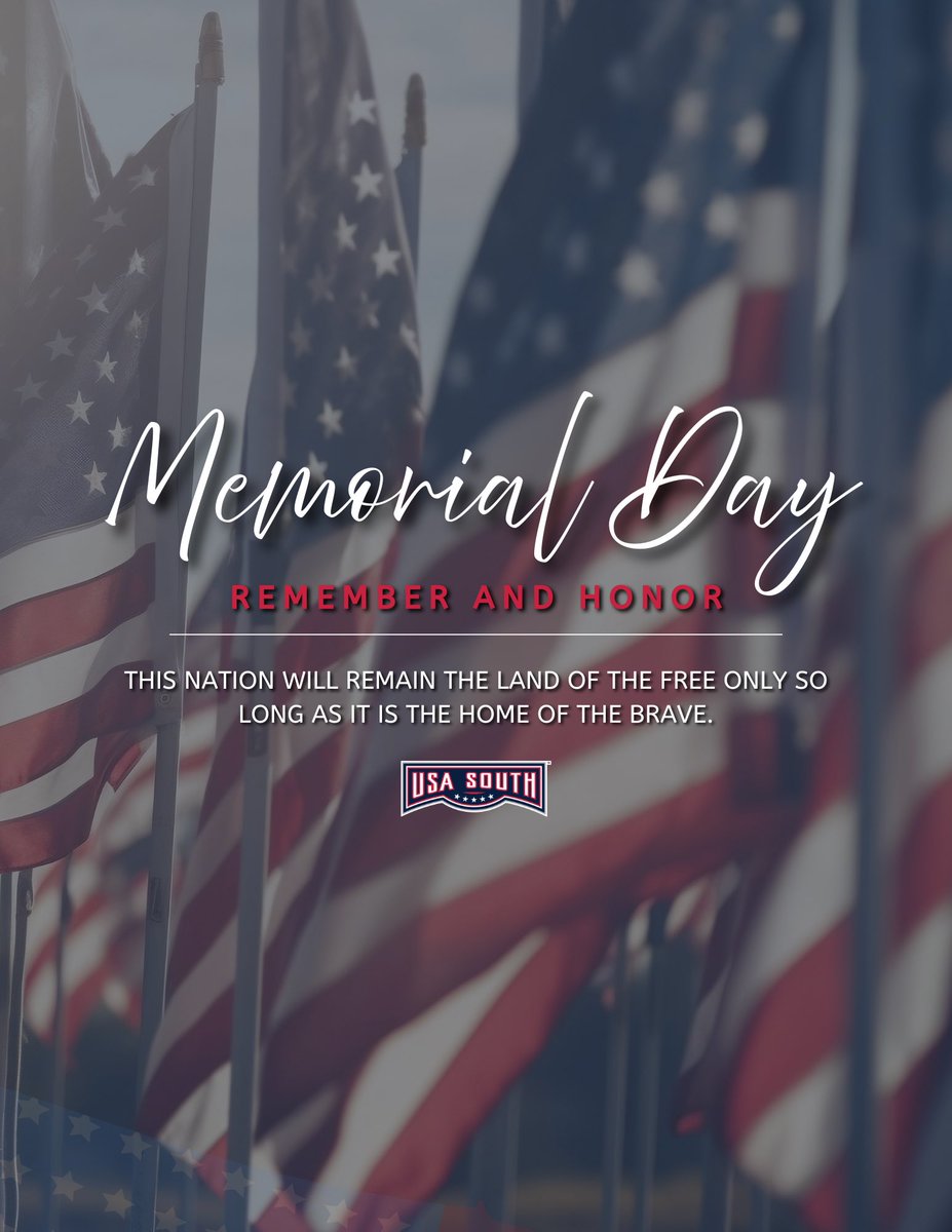 usa_south's tweet photo. This Memorial Day, we honor and remember the brave men and women who made the ultimate sacrifice for our freedom. 🇺🇸

Today, we stand in gratitude for their courage, service, and legacy. 💙 https://t.co/32vxCsCVct