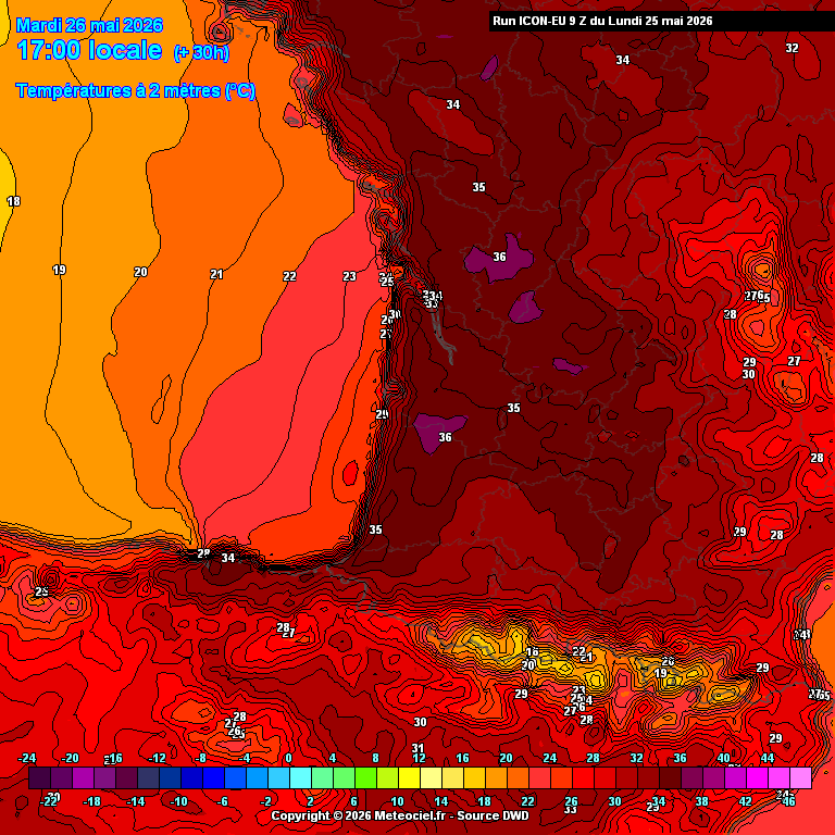Thom_Wx's tweet photo. Demain s'annonce extrêmement chaud pour la saison ! Le coup de chaud s'intensifie, en particulier dans le Sud-Ouest où les thermomètres vont s'affoler. On attend 34 à 35°C généralisés avec des pics locaux à 36°C et plus ! ☀️

#Meteo #Chaleur #SudOuest #Climat https://t.co/EYLN6bp68v