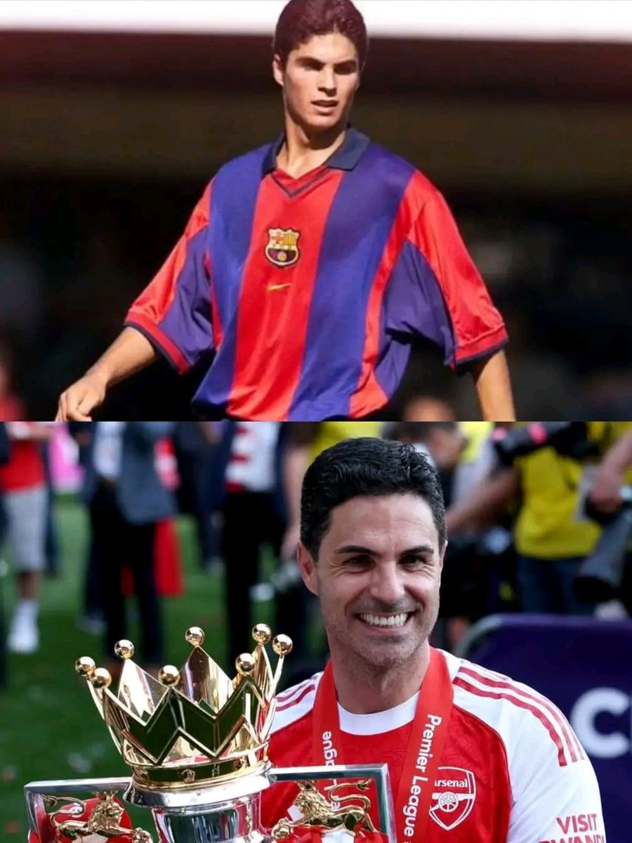 Alarsenalnew's tweet photo. The man who just won Arsenal the Premier League title has one of the most unbelievable stories in football.

Mikel Arteta grew up in Spain.

At just 15 years old, he left home to join Barcelona after a successful trial.

He got a contract and shared the dressing room with players like Andrés Iniesta, Víctor Valdés, and many others.

He also became friends with a young Pep Guardiola.

But here is the shocking part.

Despite all his talent, Barcelona never really gave him a first-team chance.

He moved between clubs and eventually ended up at Everton and later Arsenal as a player, but he never won a single Premier League title during his playing career.

He also never played for the Spanish national team, despite representing Spain at every youth level up to under-21.

Then he retired and returned to work with Pep Guardiola as an assistant coach.

He had no experience as a head manager, yet Arsenal gave him the job in 2021 based only on belief and trust.

Three times he finished second in the Premier League.

Three times his heart was broken, and the hearts of Arsenal fans too.

But this season, he finally did it.

He became the first former Premier League player to return and win the title as a manager.

The boy who left home at 15, never won the league as a player, but finally lifted it as a manager.

What an unbelievable story. ❤️🏆🔥