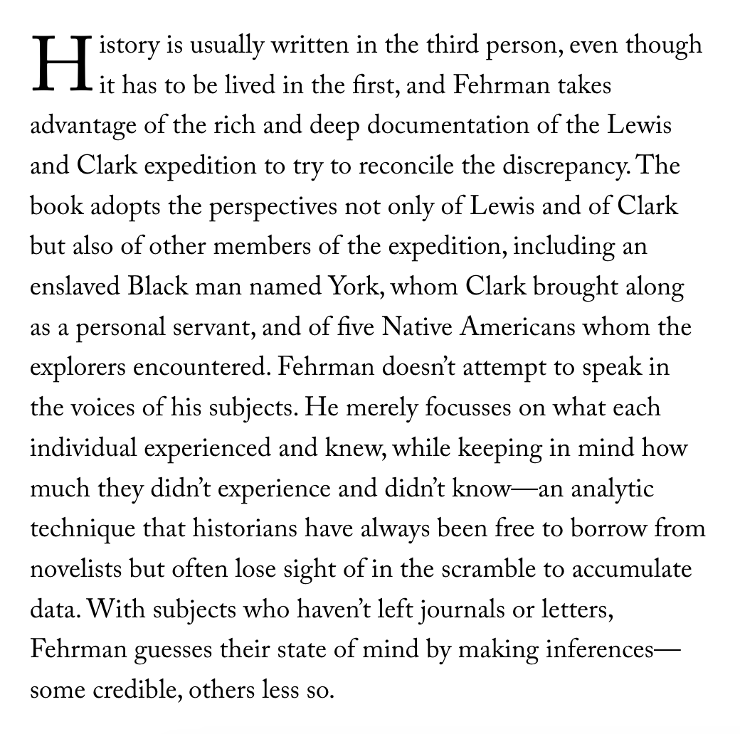 craigfehrman's tweet photo. Caleb Crain wrote beautifully about my book in this week's @NewYorker -- no surprise to anyone who's read his fiction. I loved his tone, a different spin on the expedition than my own. And this was a wonderful riff on historical method: https://t.co/JLeKLFzMRQ