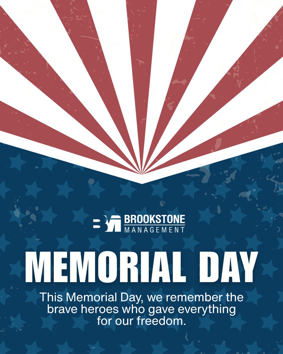Brookstone_M's tweet photo. his Memorial Day, Brookstone Management extends our deepest gratitude to the heroes who gave everything to protect our freedoms.

Wishing everyone a safe and meaningful Memorial Day. https://t.co/rsWO780GJh