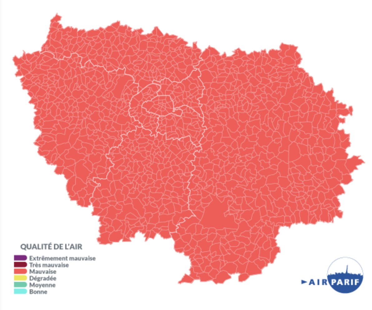 OlivierFJB's tweet photo. Prévision de pic d'ozone demain mardi en @iledefrance . #ozone #pollution https://t.co/iukx8WmNGN