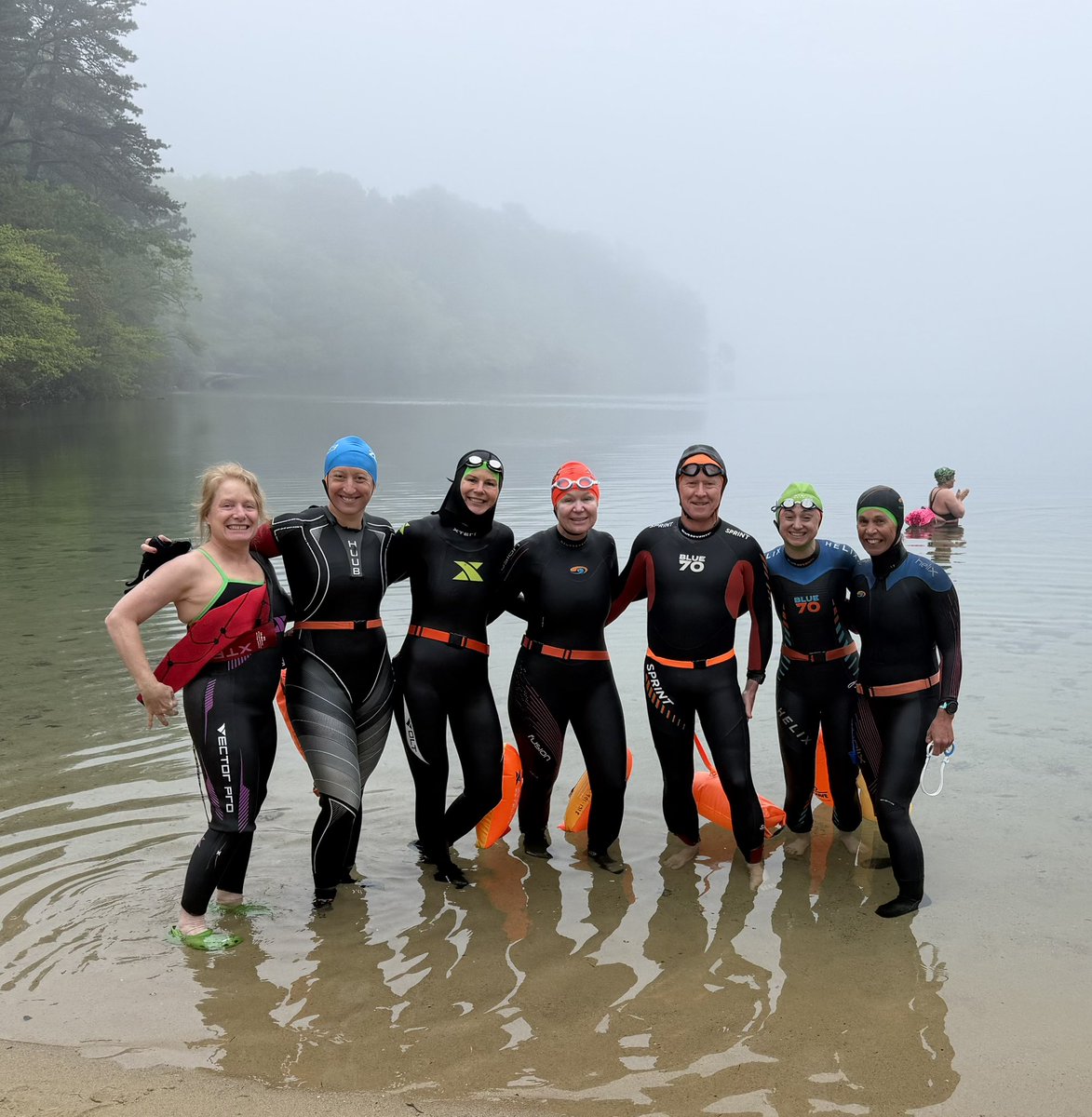 capeshmitty's tweet photo. Open water is back in New England.  We can’t wait for good weather so jumping in anyway.  @blueseventy #blueseventyracing https://t.co/cHz2VqJ0w8