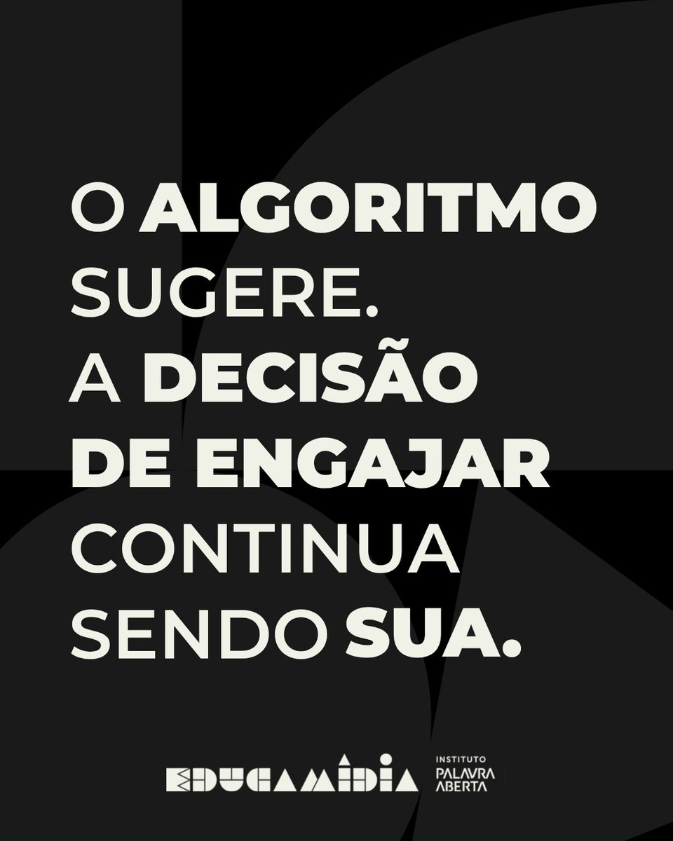 educamidia's tweet photo. As plataformas digitais são programadas para recomendar conteúdos que prendam totalmente nossa atenção. Mas, mesmo diante das sugestões constantes, ainda temos a vantagem de decidir no que clicar, comentar, compartilhar ou consumir.

Mantenha a autonomia nas suas escolhas! https://t.co/JH09NtyFbs
