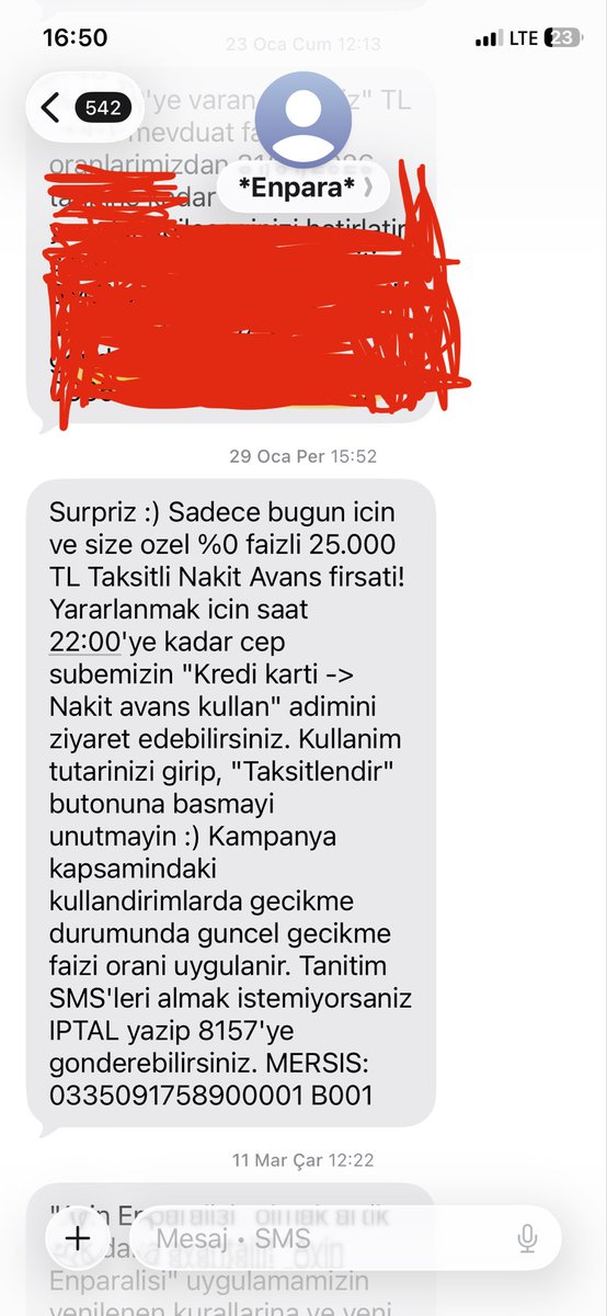 KampanyaKredi's tweet photo. Enpara böyle sürpriz sms ler atabiliyor.
- 25000 TL %0 faiz 3 ay Taksitli nakit avans.
- Kişiye özel geliyor. Garip yanı sadece sms geldiği gün saat 22:00 ye kadar geçerli olması.
- Lütfen Enpara’dan gelen smsleri dikkatli takip edin.
- Gelen sms’i paylaşıyorum. Yıl içerisinde sizede gelebilir. #banka #kampanya #enpara #kredi