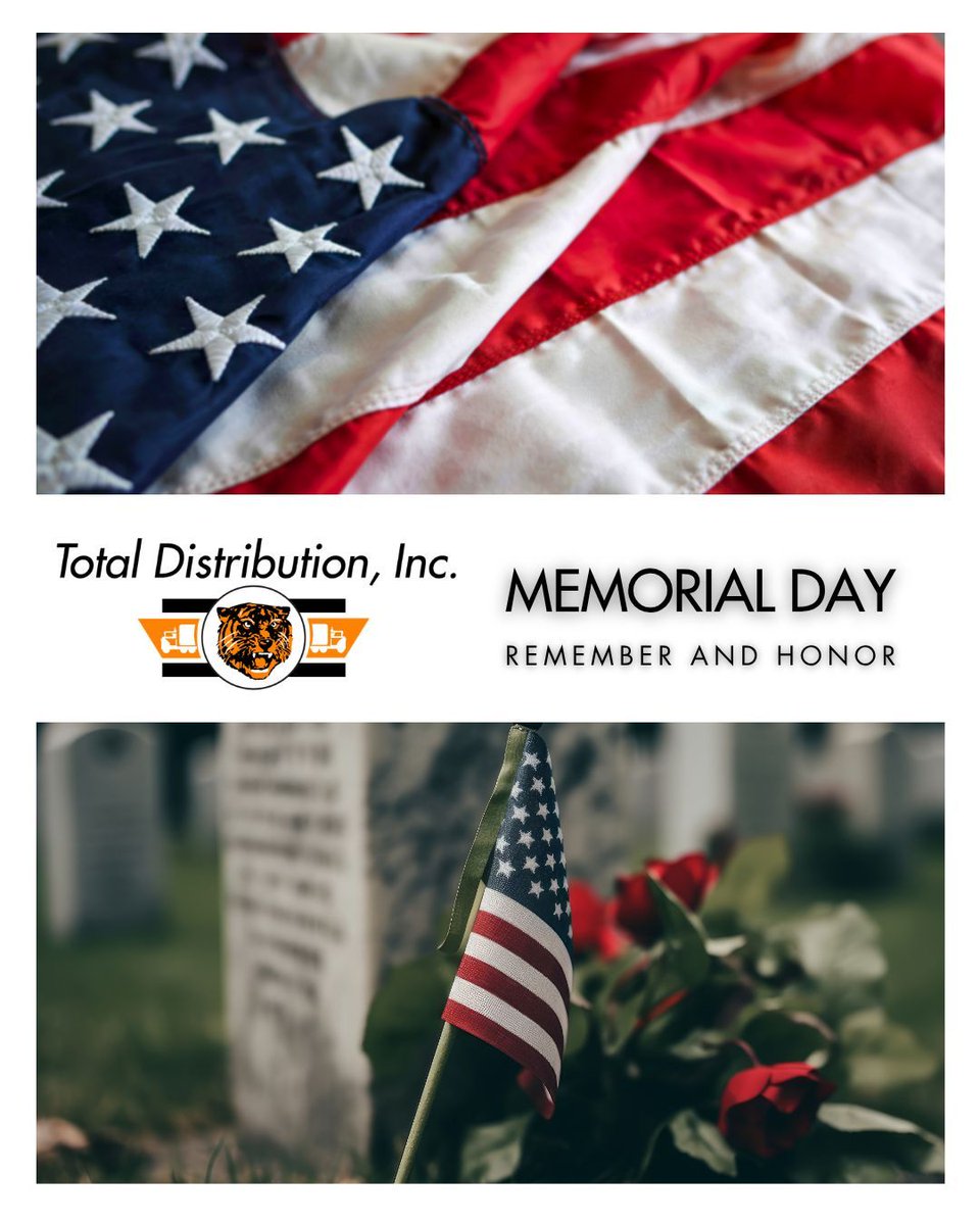 Total_Dist's tweet photo. This Memorial Day, we pause to honor the men and women who made the ultimate sacrifice in service to our country. Their courage protects the freedoms we rely on and the opportunities we work to uphold.
#memorialday
#totaldistributioninc
#peopleoftdi https://t.co/7g7eZIlVy0