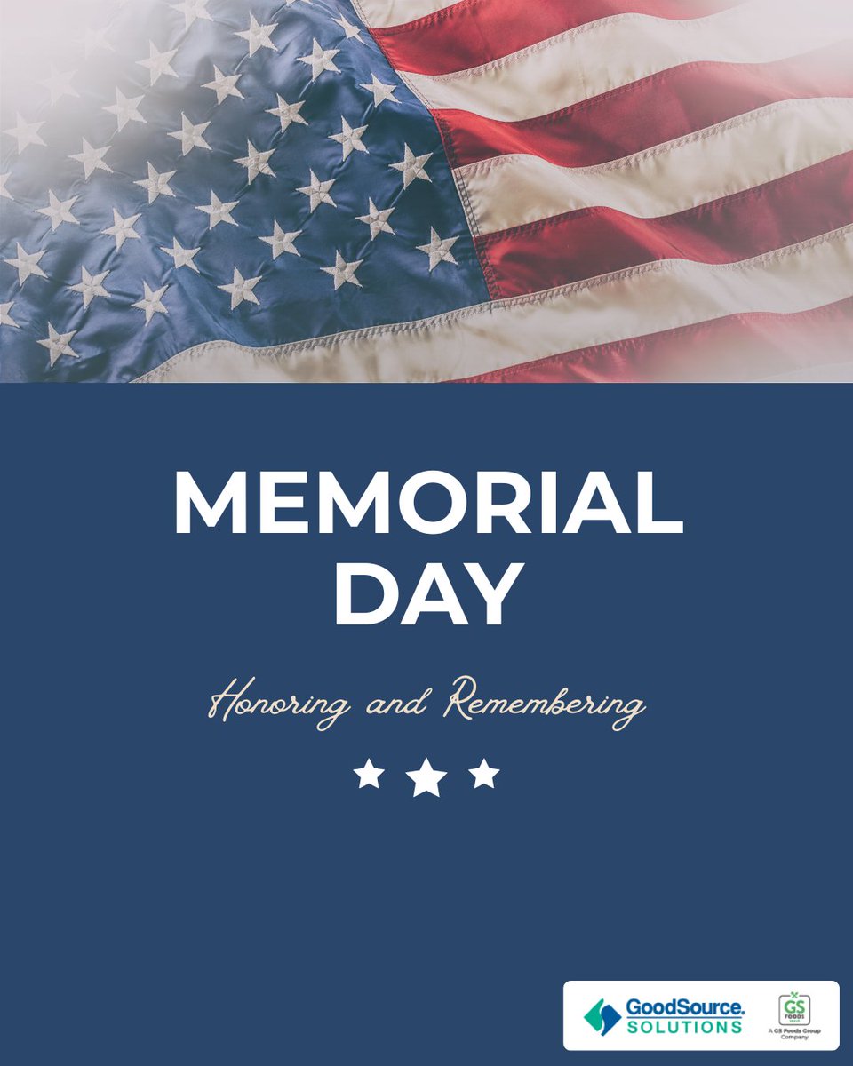 GoodSourceInc's tweet photo. We are thankful for all the dedicated men and women who have sacrificed for this country. On this day of remembrance and gratitude, we wish you a peaceful Memorial Day. 🇺🇸 https://t.co/j3FpCiiZTZ