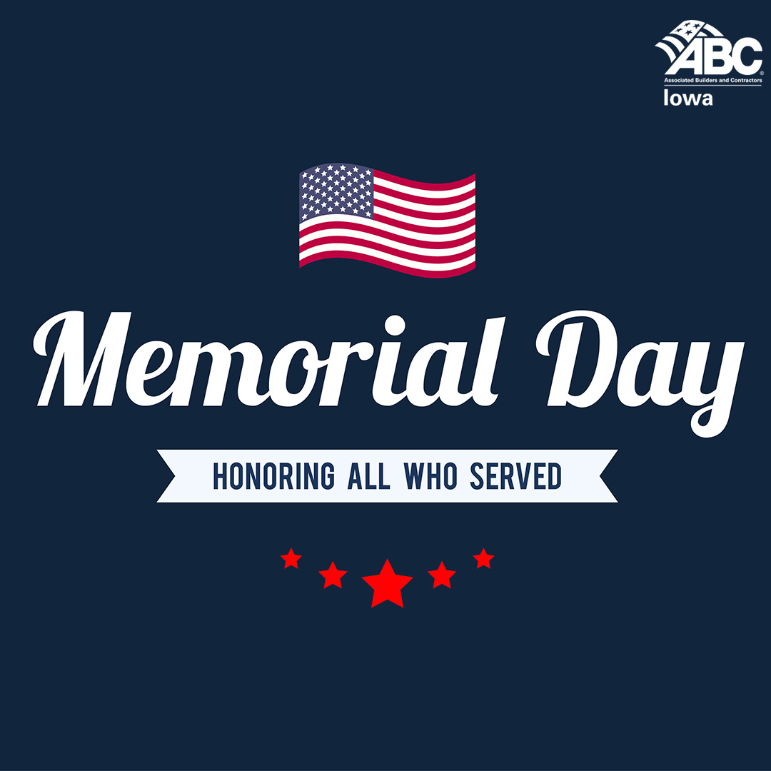 ABCofIowa's tweet photo. This Memorial Day, we pause to honor and remember the courageous men and women who sacrificed everything for our country and our freedom. 
#MemorialDay #ABCMeritShopProud https://t.co/LqIckmfTAz