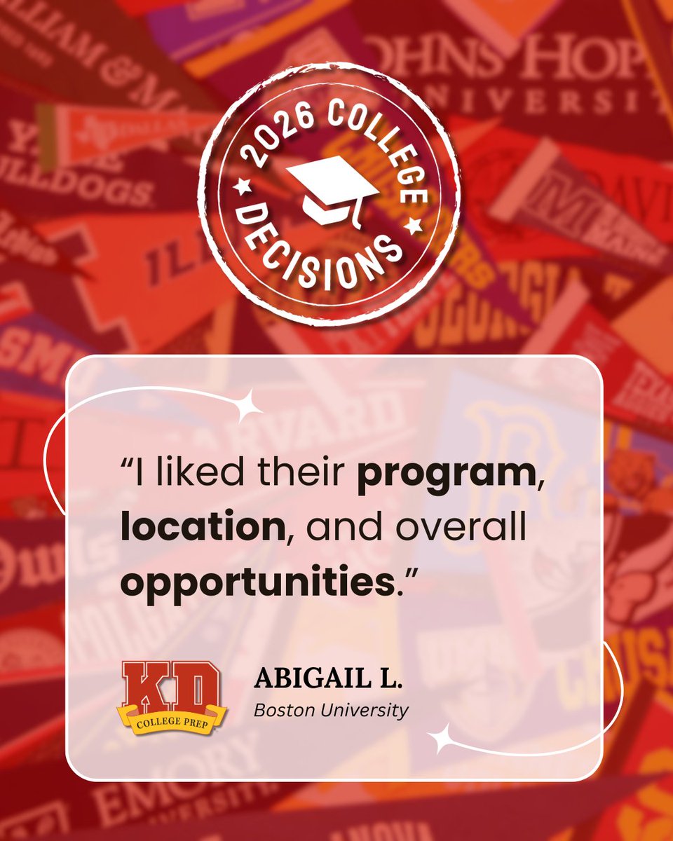 KDCollegePrep's tweet photo. Three cheers for Abigail! She's packing up and heading to Boston University in the fall!

We know you made a fantastic decision, Abigail! Go Terriers! 🐾❤️🤍

#ProudtoBU #BU2030 https://t.co/h695geCb6b