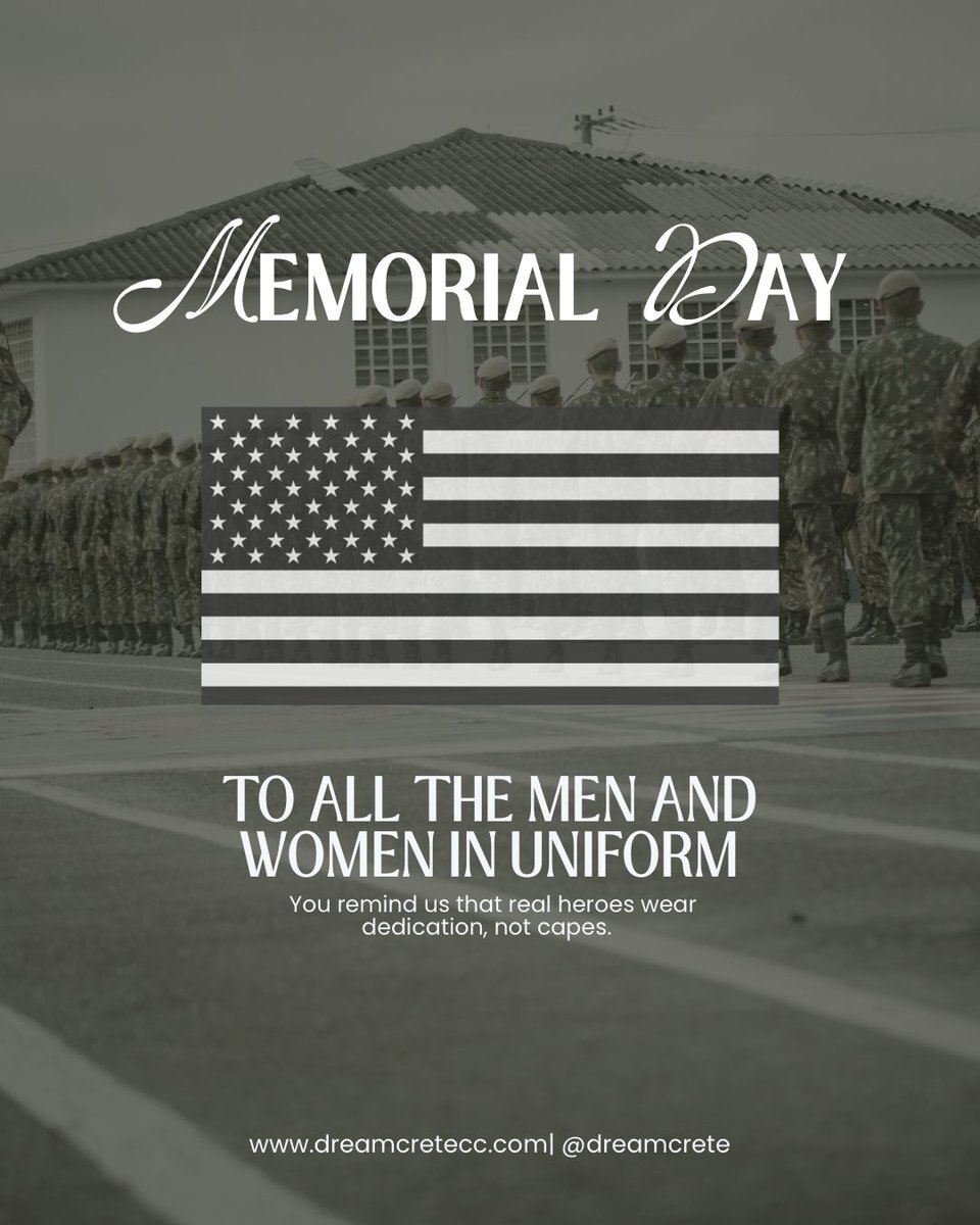 DreamCreteCC's tweet photo. In observance of Memorial Day, DreamCrete will be closed as we take time to reflect and pay tribute to our heroes. 
– DreamCrete Custom Creations
#MemorialDay #RememberTheFallen #PatrioticTribute #HonorOurHeroes #Concretecompany #Construction #Orlando https://t.co/LpQMMyKjvI