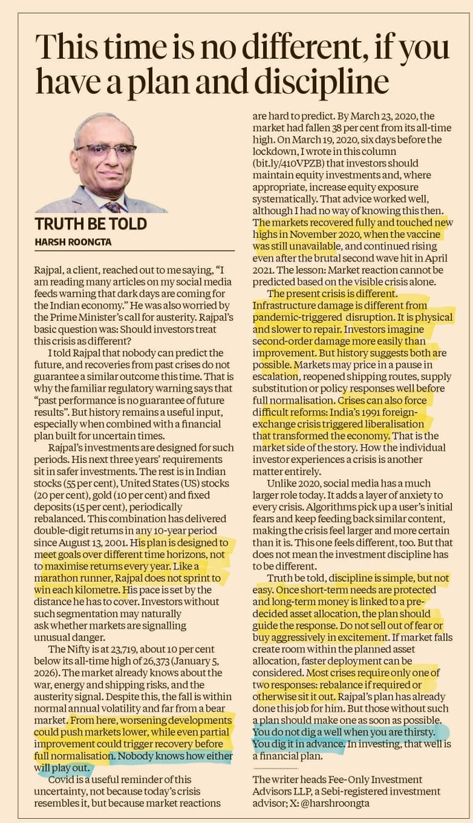 abhymurarka's tweet photo. Good opinion piece. He writes with much experience and humility.

Best line - "You do not dig a well when you are thirsty. You dig it in advance." https://t.co/XK4pg1pC9Q