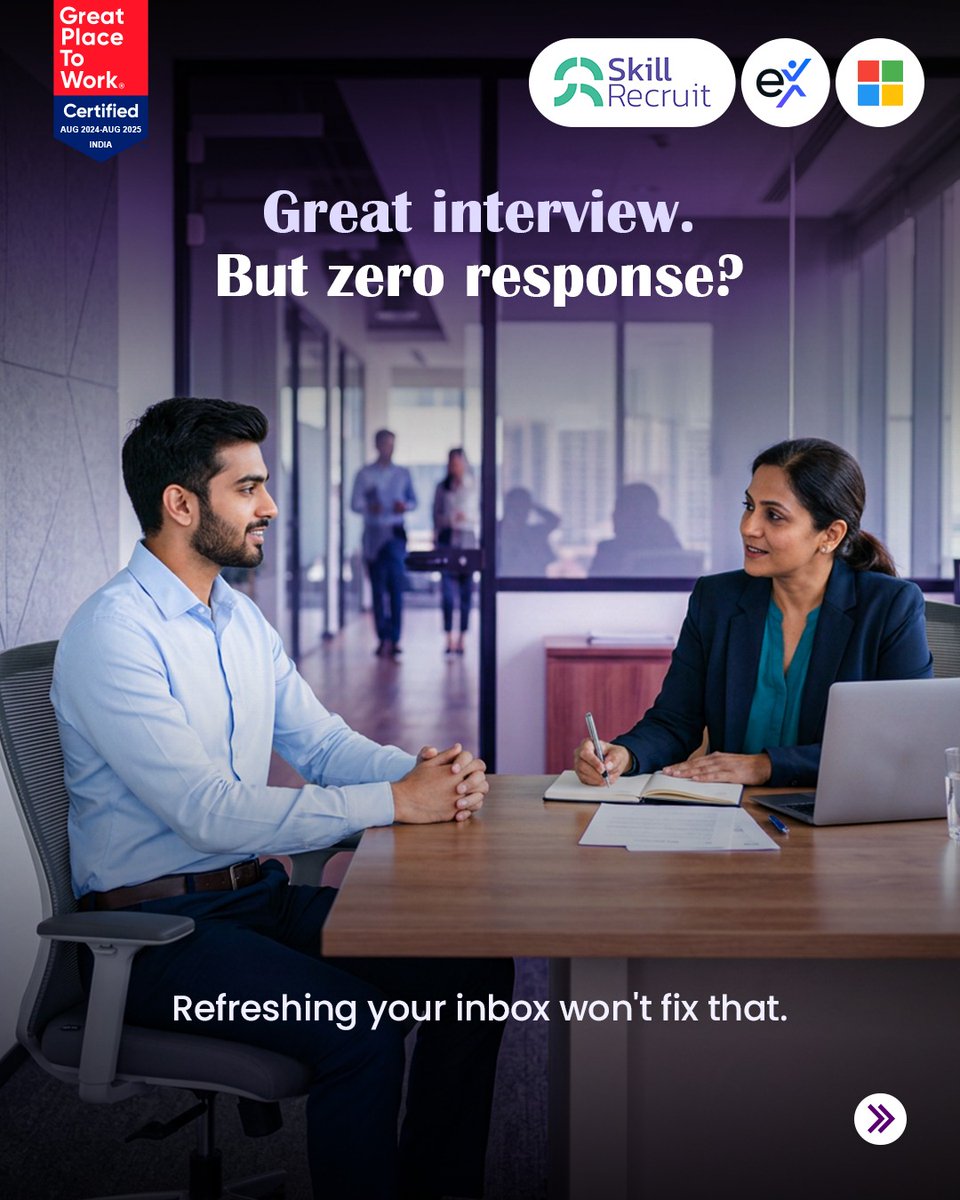 SkillRecruit's tweet photo. We’ve all been there, shining in the interview, feeling the chemistry, and then… absolute radio silence.  

Refreshing your inbox won’t break the spell, but SkillRecruit will. We are completely changing the interviewing game by introducing AI-driven assessments   

#SkillRecruit https://t.co/YKhkYJpBSs