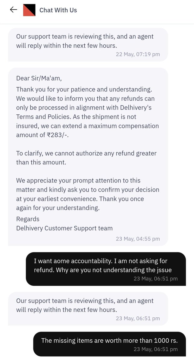 RathiAlpana's tweet photo. Now it's been around 10 days that I am trying to find a solution with them but there is no accountability, no sincerity in their efforts or trying to find out what happened.
Do not trust them. Do not use their services.
This is what they are saying 

@delhivery https://t.co/BHRODVcdW3