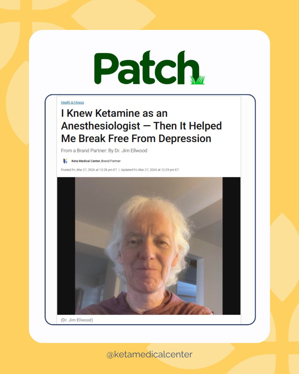 Ketamedical's tweet photo. Even physicians struggle. 💙 A powerful story on depression, resilience, and ketamine therapy—featured in Patch: https://t.co/yZ4fX6W2aG 

#mentalhealth #wellnessjourney #ketimehealing https://t.co/FmTaGPgBKj