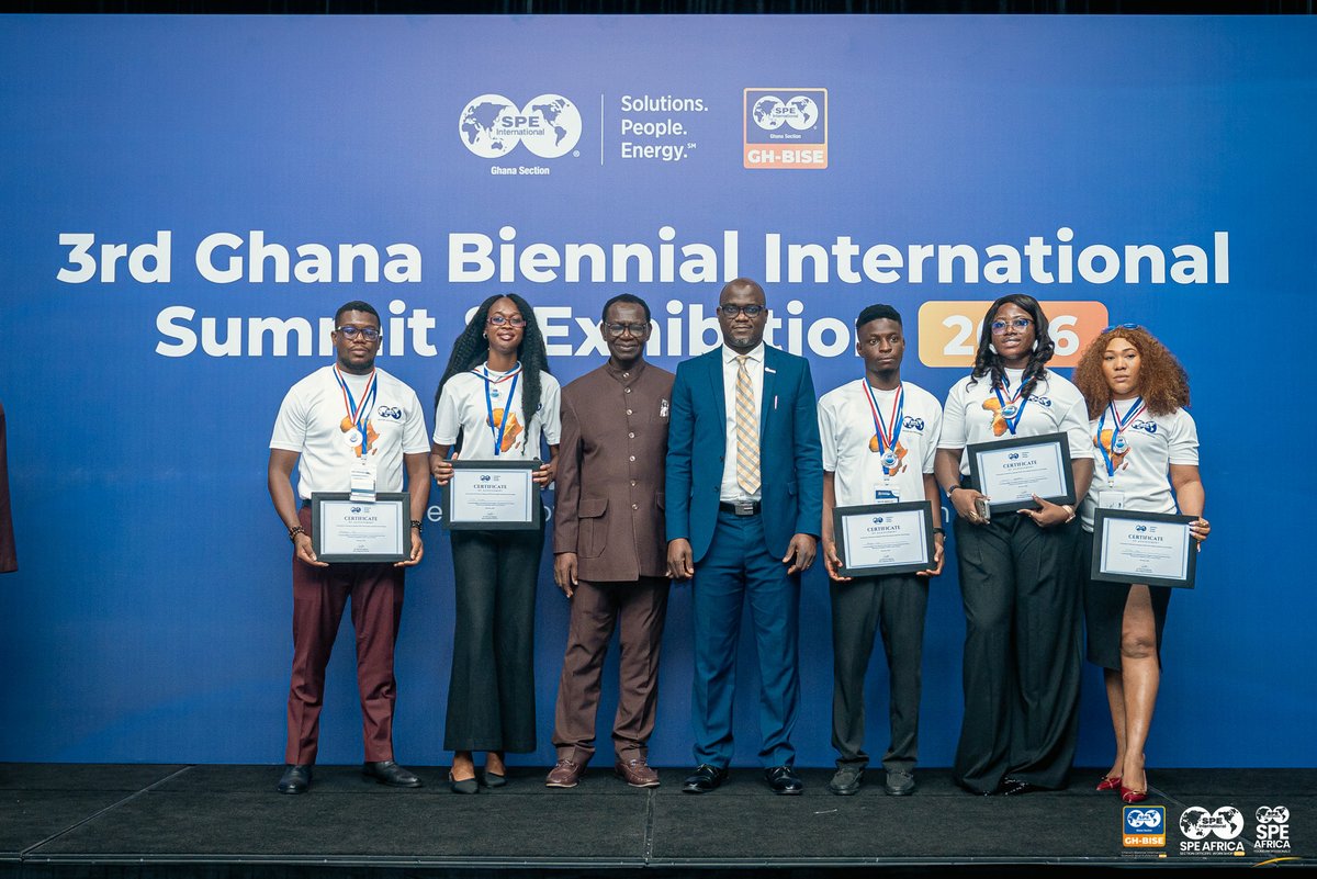 Renaissance_Afr's tweet photo. A remarkable outing at the Society of Petroleum Engineers (SPE) Young Professionals Event in Ghana, as the Vice President, Exploration, Johnbosco Uche delivered the keynote address, setting the tone for impactful conversations, learning and collaboration among emerging industry professionals.

Beyond the keynote, he witnessed the thrilling debate finals between Team SPE Ghana Section and Team SPE Port Harcourt, celebrated excellence by presenting awards to deserving contestants, and received a citation on behalf of the MD/CEO Tony Attah.

#SPE #YoungProfessionals #EnergyLeadership #Leadership #OilAndGas #EnergyIndustry #Ghana #ProfessionalDevelopment #FutureLeaders #RenaissanceAfricaEnergy #SPEGhana #SPENigeria