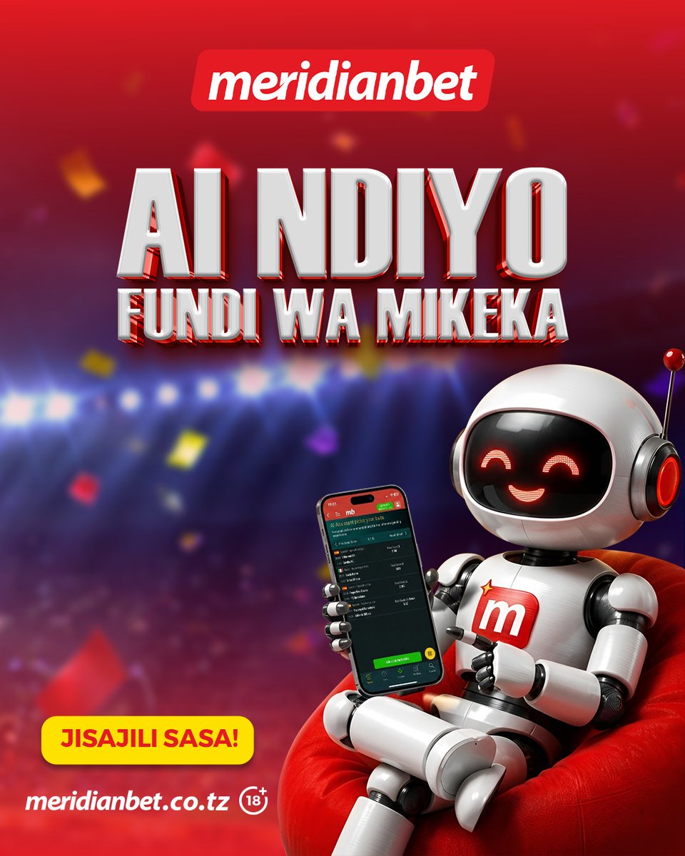 TzMeridianbet's tweet photo. ACHA KUBAHATISHA, AI NDIYO FUNDI WA MIKEKA!

AI Assistant inakutengenezea mkeka wako wa ushindi ushindi ndani ya sekunde chache tu!

Usibahatishe tena, tumia AI Assistant sasa.

Beti hapa: 👉 https://t.co/6VyMZJWOZr

#OnlineBetting #AIBET https://t.co/1nTM5uKSkF