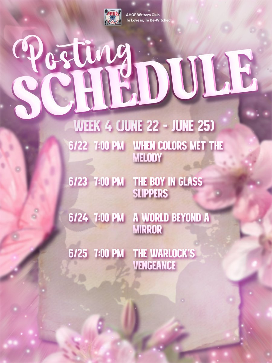 ahofhiddenverse's tweet photo. The wait is over ✨

Here’s the official schedule for To Love Is To Be-Witched series. Stay tuned as each week unfolds something new, magical, and worth the wait. 💗

Don’t miss a single update, everything starts here. 😉

#AHOFWritersClub 
#ToLoveisTobeWitchedSeries https://t.co/UzP4C5aWW1