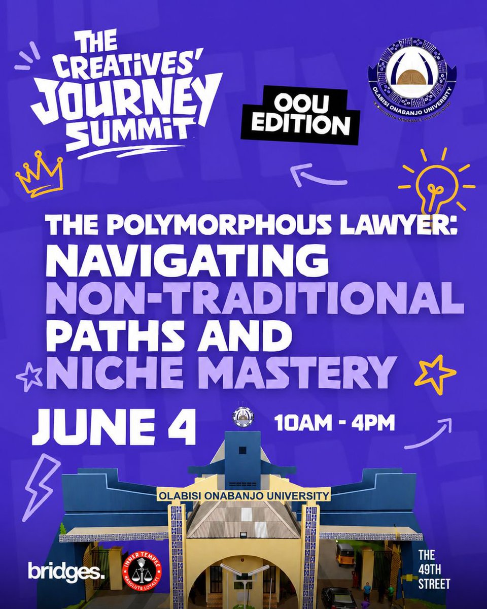 tcjsummit's tweet photo. The Creatives' Journey Summit: OOU Edition.

📍Olabisi Onabanjo University
🗓️ June 4 
⏰10AM - 4PM

Come curious. Leave inspired. https://t.co/FB5U0XXz2L