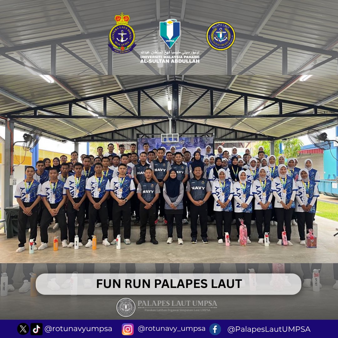 rotunavyumpsa's tweet photo. [ 23 MEI 2026 | FUN RUN PALAPES LAUT ] 

Program Fun Run bertempat di UMPSA Kampus Gambang dimulakan dengan aktiviti senamrobik sebagai sesi pemanasan badan sebelum para peserta meneruskan larian sejauh 3.6 kilometer di sekitar kawasan kampus.

#rotunavyumpsa #psstldm #navypeople https://t.co/a0JFC1bjBq