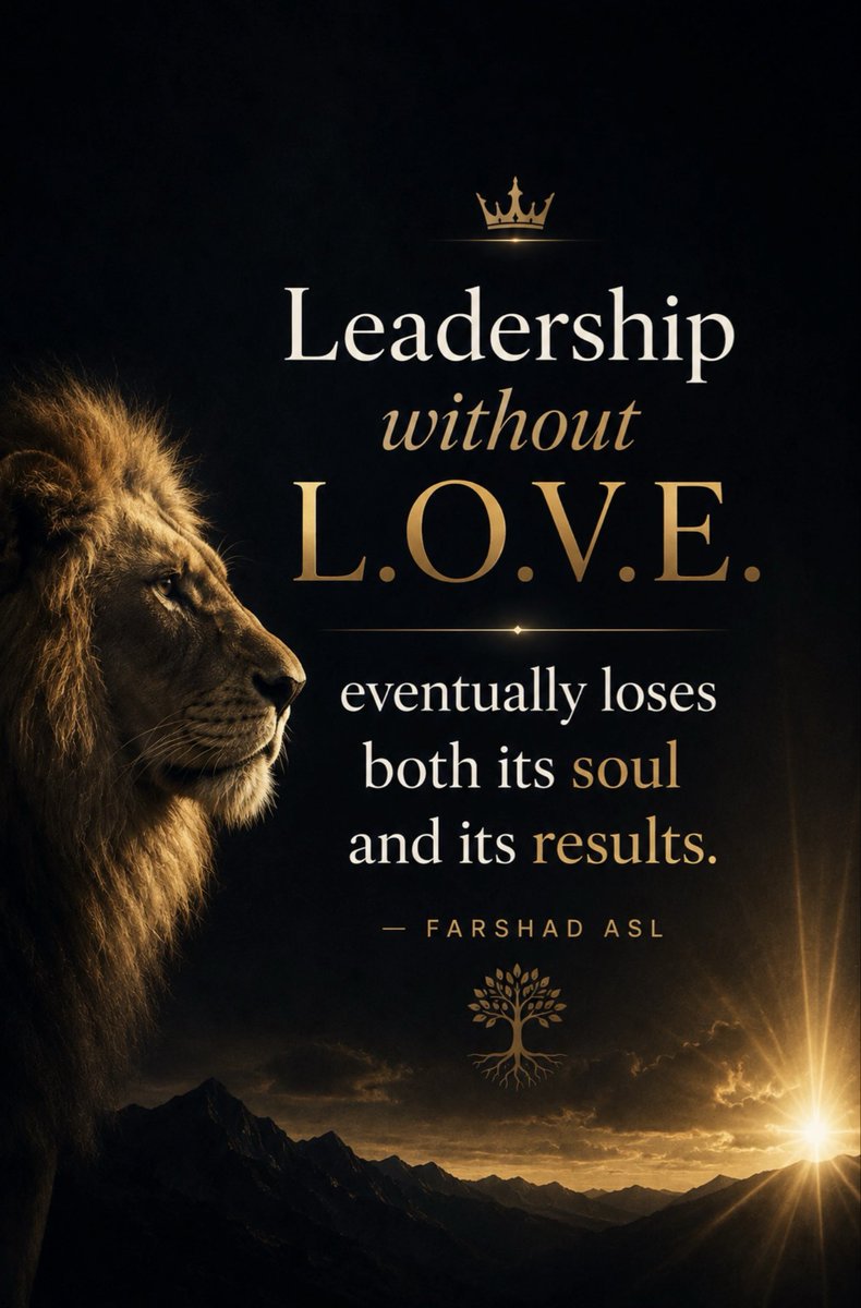 FarshadAsl's tweet photo. “Leadership without L.O.V.E. eventually loses both its soul and its results.”
— Farshad Asl

L.O.V.E. in leadership means:

Lift people
Open possibilities
Value humanity
Elevate lives

The strongest leaders are not remembered only for their authority or results, but for the lives they impacted along the way.

True leadership combines strength with humanity, accountability with encouragement, and vision with service.

That is the kind of leadership people never forget.

#Leadership #ServantLeadership #GrowthMindset #Influence #LeadershipDevelopment #Purpose #NoExcusesMindset #FarshadAsl
