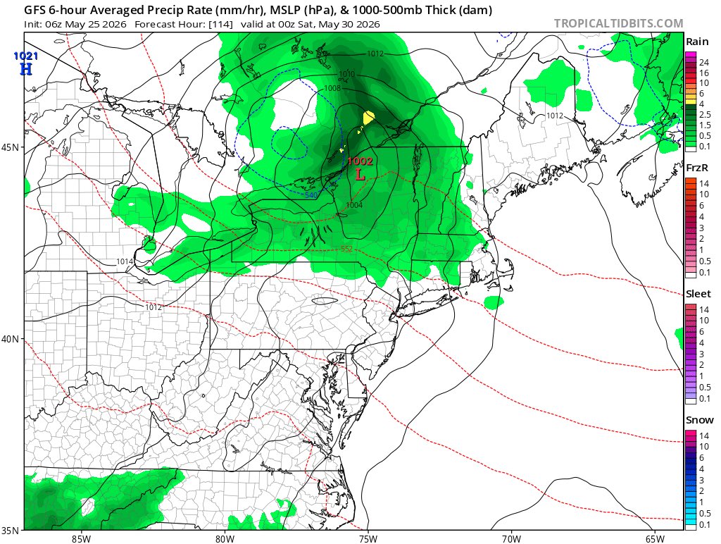 WxBrianD's tweet photo. If you liked the rainy, cool weather this Memorial Day weekend in upstate New York, there’s a chance you could love next weekend’s weather too. Highs will likely be stuck in the 50s with plenty of clouds and occasional showers. In the meantime, it’ll feel like summer for the first half of the upcoming workweek. #NYwx