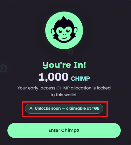 P2ELabs's tweet photo. CLAIM 1000 $CHIMP TOKEN INSTANT FOR ALL USER 🪂

👉It's a First come - First Served basis airdrop.

Join .@ChimpxAI - DeFi for everyone. Without Gas.

💰 Funding - $3.40M               💲Cost - 🆓 

✅ Step by step guide - 
> Go to - https://t.co/CIWBwzLFQX
> Connect your new/burner solana wallet.
> Register your account.
> Registration can take upto 5 minutes.
> Secure your $CHIMP token.
> Done.

💥Token withdrawable at TGE.
💥 $CHIMP TGE in Q2 2026.

That's all for now 🫡
For more update's join - https://t.co/CsVtxZki05