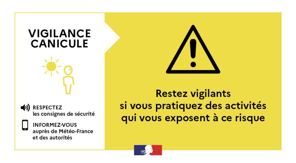 Prefet92's tweet photo. 🟡🌡️Vigilance Jaune Canicule

Le département des Hauts-de-Seine est placé ce lundi 25 mai, à partir de 12h et jusqu’à minuit, en vigilance jaune canicule. 

Adoptez les bons réflexes : 

🧊Buvez régulièrement de l'eau ;
⚠️Limitez les efforts physiques ;
🌳En cas de sortie, privilégiez les endroits boisés et les parcs ;
🪟Maintenir son domicile au frais en fermant les volets le jour et aérez la nuit ;
📞Prenez des nouvelles des personnes vulnérables de votre entourage. 

Plus d’informations : https://t.co/kwzkft73lg

Cc
@Interieur_Gouv 
@Prefet75_IDF 
@prefpolice 
@meteofrance