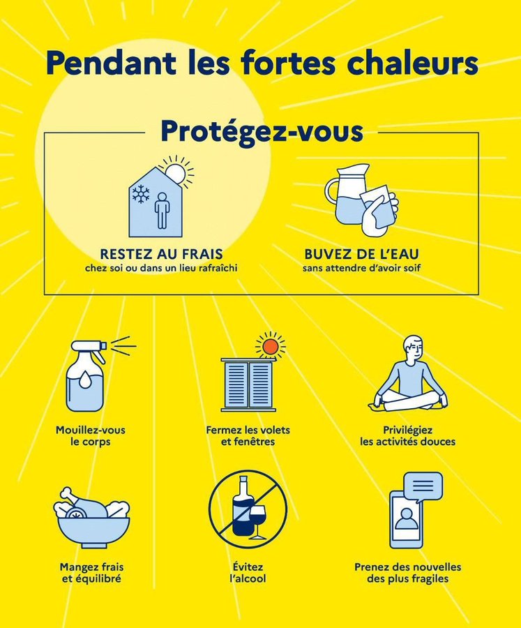 Image de Préfet des Deux-Sèvres - 🟡🌡️#Canicule | passage en vigilance jaune canicule à compter de 12H00 aujourd'hui en #DeuxSèvres.
