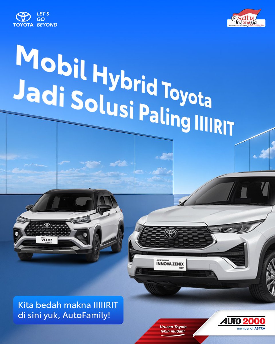 AUTO2000ID_'s tweet photo. Solusi irit di kehidupan ini jatuh pada….
MOBIL TOYOTA HYBRID! Banyak yang mikir “Gimana biar mobilitas lebih cepat tapi pengeluaran terjaga?”. Salah satu cara terbaiknya, punya mobil hybrid Toyota!
Kalau gak percaya baca konten ini, ya! 😉
#AUTO2000 https://t.co/ymVdGkMWyF
