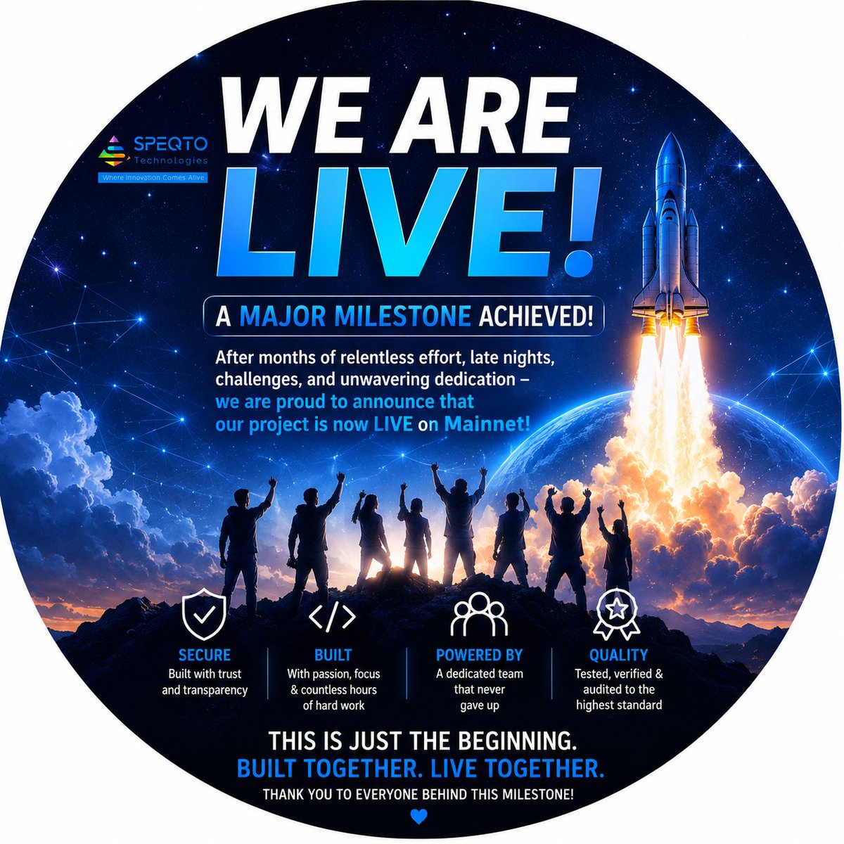 speqto's tweet photo. 🚀 Another successful Mainnet launch milestone achieved! 🌍✨Proud of the teamwork, innovation, and dedication behind this achievement. More exciting things ahead. 💙🔥#Blockchain #Mainnet #Web3 #Innovation #Tech #TeamWork #Success https://t.co/4Wt0pNuPPb