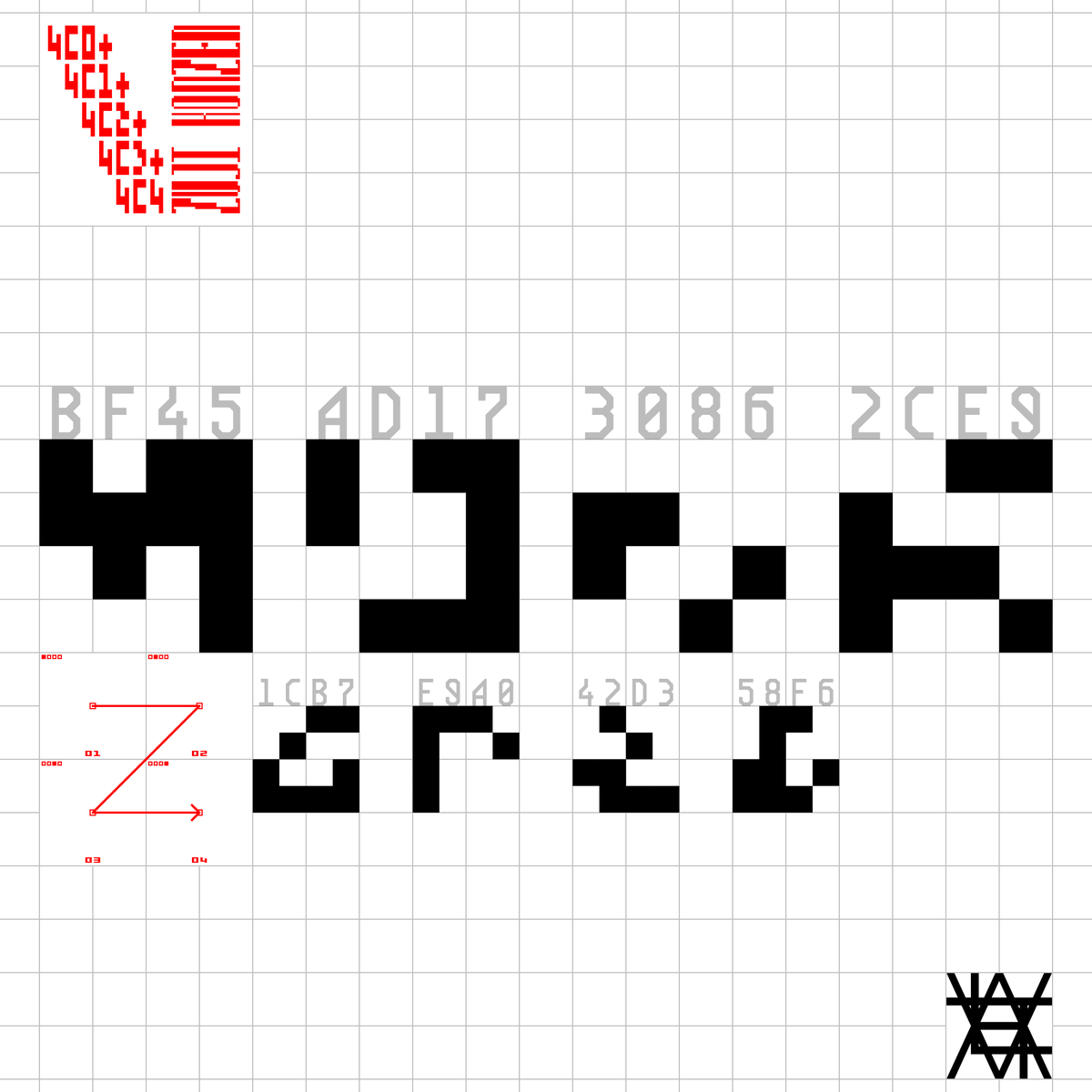 Valth_Official's tweet photo. 「グリッド / Grid」
4C0+4C1+4C2+4C3+4C4図地渾然型

2x2に並べられた4ビット分の正方形で表せる図を一度ずつ全て使った図地渾然型です、多分
#アンビグラム https://t.co/L5eW1hrEYw