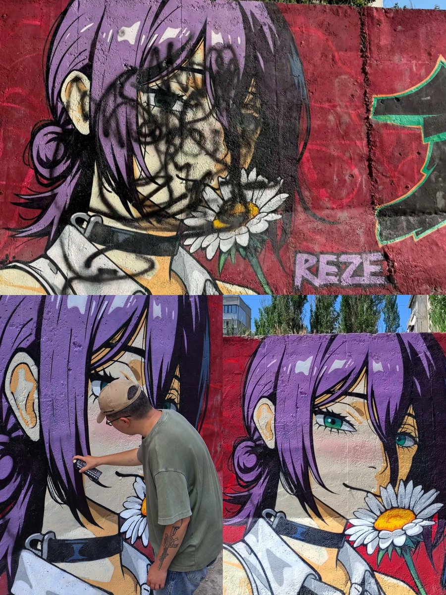 AnimeePost's tweet photo. As the artist had promised, the art of Reze has been RESTORED! https://t.co/iv266yQ2ap