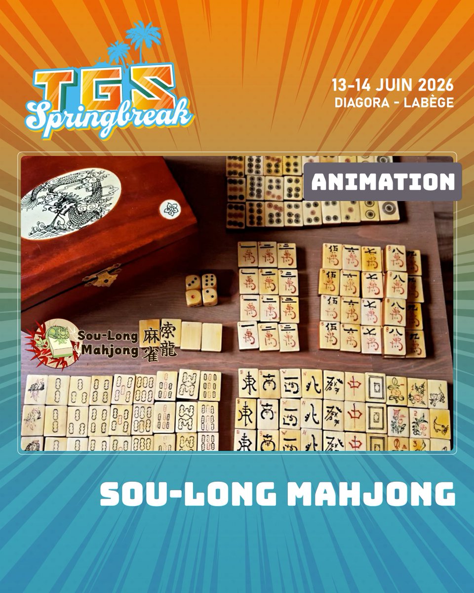 TGSevenements's tweet photo. Retrouvez les associations présentes au #TGSSpringbreak ! 🎌✨
🀄Sou-Long Mahjong
⚔️Shiro Tora Kurabu
🌸Association Shiawa
👘Wakaba
Venez profiter des animations tout le week-end !
🎟️https://t.co/odoAPrv2W7
📅13 & 14 juin 2026
📍Diagora Labège
#TGS #CultureJaponaise #Geek https://t.co/vWAZX1LhEO