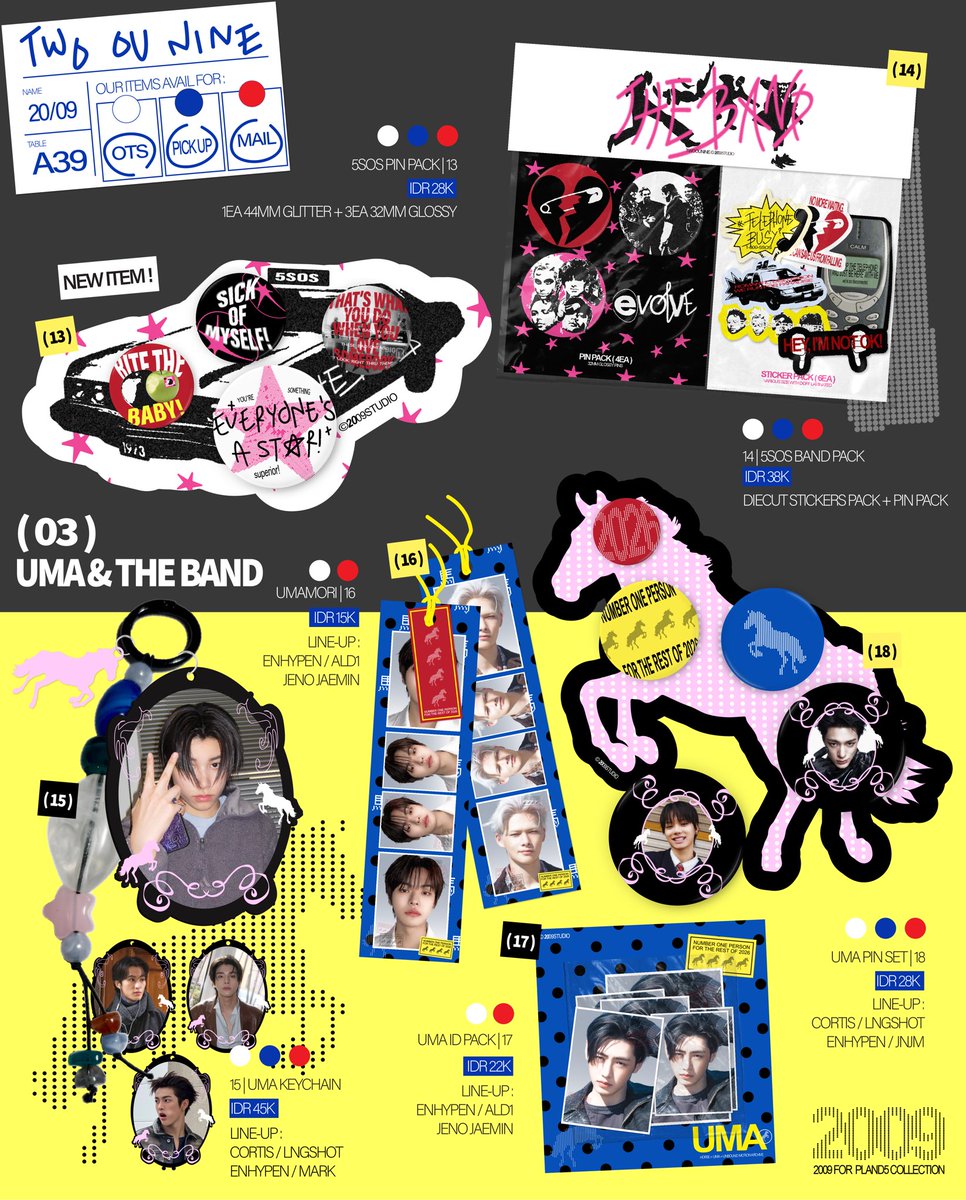 twoounine's tweet photo. [ 3 ] THE BAND / UMA’26
⭐️ LINE-UP : 5SOS STICKER &amp; PIN PACK / NCT JNJM / CORTIS / LNGSHOT / ENHYPEN / ALD1 / MARK

[ 4 ] WONDERWALL / O3 / BCDC
⭐️ HOONKI / JAY / NI-KI GOODS https://t.co/dB3Nj5CpDI
