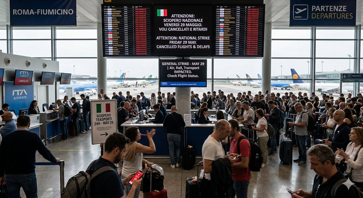 gotravelyourway's tweet photo. Planning a trip to Italy this week? 🇮🇹  Heads up: A major general strike is set for Friday, May 29. It’s expected to impact the entire aviation sector, rail, air, and public transport. 
Check your flight status early and keep an eye on your airline's app. Don't let a strike catch you off guard! 📢✈️