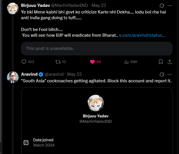 Birjuu_'s tweet photo. @gemsofbabus_ he called me south asian... than block me .... idk kya glich h jiski bajah se south asian aa rha hai..... these bhadwas thinks all anti bjp stuff is anti india..... mc unblock kr gand dam hai toh  @aravind https://t.co/Y5nFM5aFoS