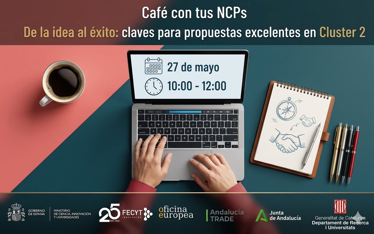 HorizonteEuropa's tweet photo. 🚀 ¡No te pierdas este miércoles el taller virtual del Clúster 2!

👇 Inscríbete aquí:🔗 https://t.co/qXQU1dGvxO https://t.co/Ieq3F3UAAm