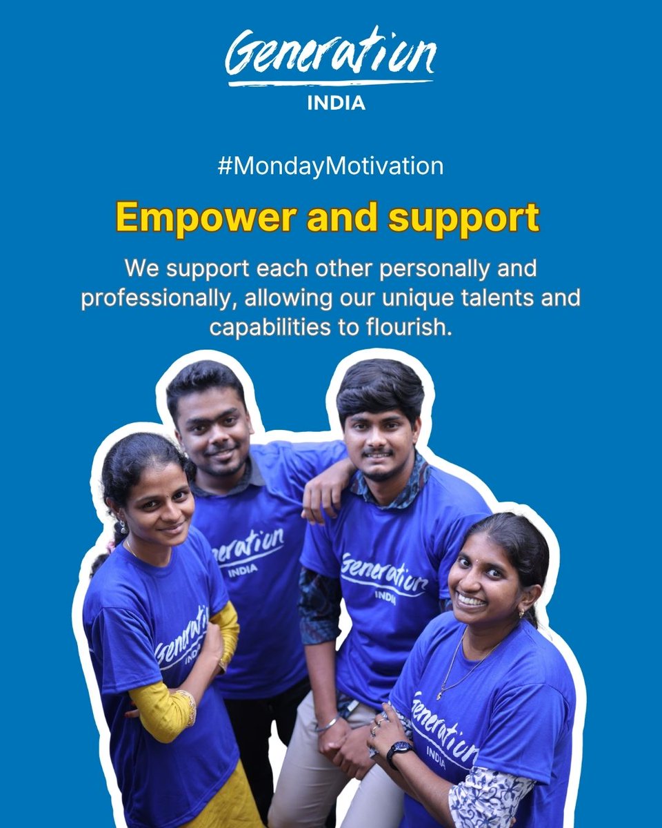 generationindia's tweet photo. By creating environments where individuals can learn, grow, and build confidence, we help unique talents and capabilities flourish, opening pathways to meaningful careers and long-term opportunity.

Learn more - https://t.co/MvQHjvbI5B

#MondayMotivation #GenerationIndia https://t.co/ZcYMpFZh8S
