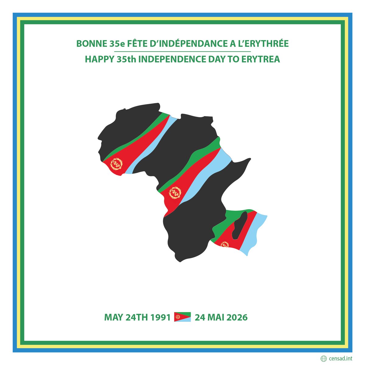 CensadExecutif's tweet photo. Bonne 35è fête d'indépendance à l'Érythrée 🇪🇷 https://t.co/bRHi4FxeJj