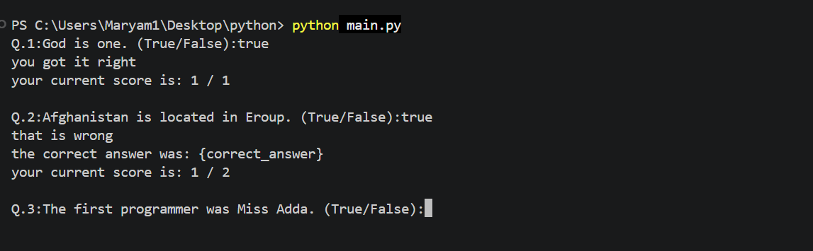 Maryam86677's tweet photo. There is a project that ask the question and check it using classes and objects. 
@a_daneshyar 
@f_forough 
@CodeToInspire 
#WomenInTech #python #programming @CodeToInspire https://t.co/pB8A95qn8y