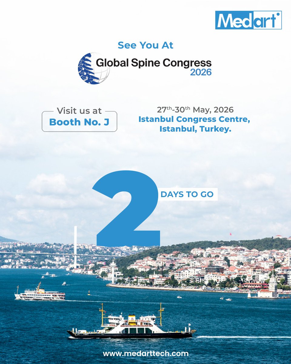 Medart_tech's tweet photo. The countdown has begun for one of the world’s leading spine platforms, the Global Spine Congress 2026 AO Spine.

We are excited to showcase advanced spine solutions designed to support precision, stability, and better surgical outcomes.

27th - 30th May l Booth No. J l Istanbul https://t.co/ltY9KH8UhE