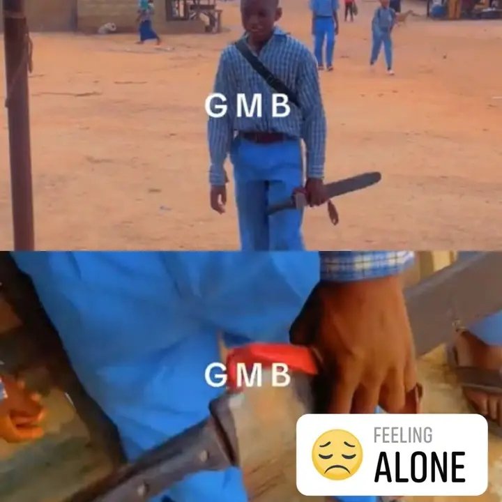 Prince_dc21_'s tweet photo. First frame is the picture of the children that was kdnpd in Oyo state 

Second picture is the picture of children in Oyo state going to school with machetes to protect themselves since the Nigerian government no longer want to protect them. 

This is the 11th day that these kids, people's and parents were kdnpd and some even killed yet the police is not doing anything about it, the army and the Nigerian government are not doing anything about it 

You know the painful part? , is the fact that when terrorist, kidnappers and bandits are caught the government will release them.