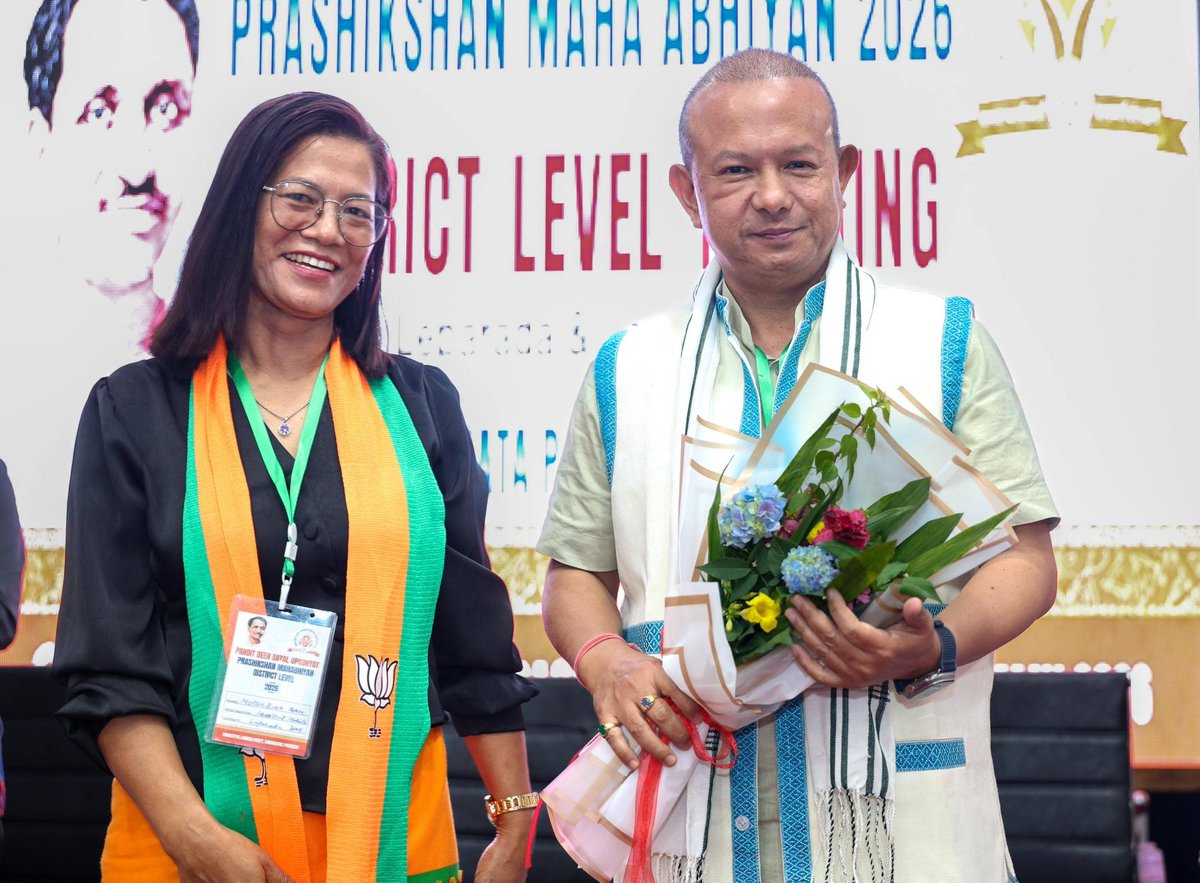 KalingMoyongBJP's tweet photo. Attended the Pandit Deendayal Upadhyaya Prashikshan Mahabhiyan 2026 District Level Training Programme for Leparada and Lower Siang.

The Mahaprashikshan Abhiyan was attended by Hon'ble Union Minister Shri Kiren Rijiju Ji, Hon'ble Deputy Speaker Shri Kardo Nyigyor Ji, HMLAs Shri Tojir Kadu Ji, Smt. Nyabi Jini Dirchi Ji & Shri Chau Zingnu Namchoom Ji, senior leaders, SoBs, district leadership and committed Karyakartas.

The programme focused on the party's continuous commitment towards strengthening organisational discipline nurturing capable leadership and empowering Karyakartas with the vision values and responsibilities of dedicated public service.

@BJP4India @PemaKhanduBJP  @ChownaMeinBJP @TheAshokSinghal @ZingnuChau @NiglarTadar @Mutchu4 

1/5