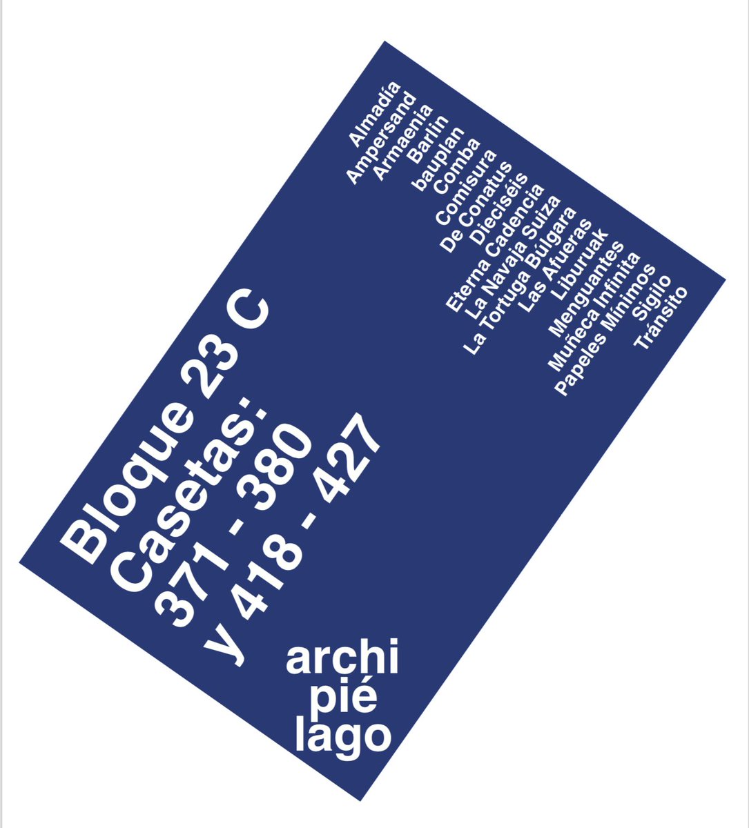 EditorialComba's tweet photo. Venid a vernos a la #FeriaLibroMadrid. Estaremos en el bloque 23C, en un ‘archipiélago’ espectacular con otras editoriales que merecen mucho la pena. La de Comba es la caseta 427. ¿Saltáis? https://t.co/oxjyo4pOzH