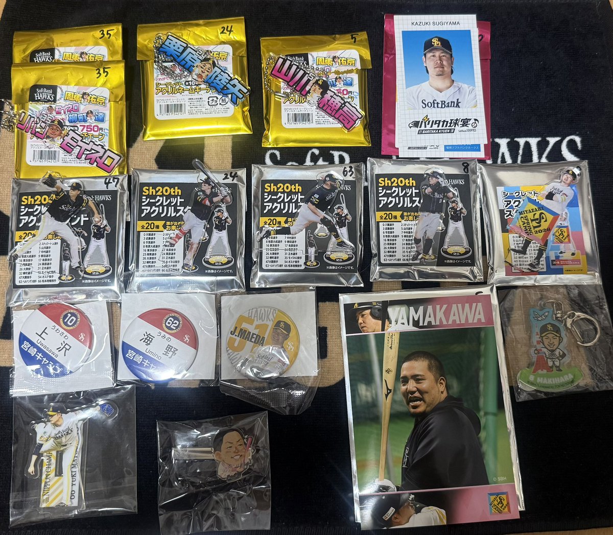 g9hawks_'s tweet photo. ホークス シークレットグッズ交換 

譲  画像のもの
5,7,8,10,24,35,40,47,51,62,63,66
+抱きつきクリップ45,63(画像提示明日になります🙇‍♀️)
求  9or定価

5/26~28東京ドーム、6/5,7ハマスタ現地です。
郵送交換可

 #sbhawks   #若鷹ガチャ  タグお借りします😿 https://t.co/hxPiZz5jpR