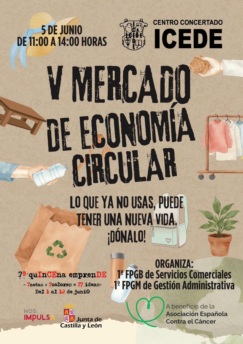 ContraCancerBU's tweet photo. 💚 El 5 de junio te esperamos en Centro ICEDE
🕐 11:00–14:00
🍴 Pinchos solidarios
🛍️ Mercado circular
☀️ Protección solar
🚭 Prevención tabaquismo
🙌 Todo a beneficio de la AECC en Aranda de Duero
¿Te vienes? 💚

#Solidaridad #ArandaDeDuero https://t.co/PRrHd3Wdo6