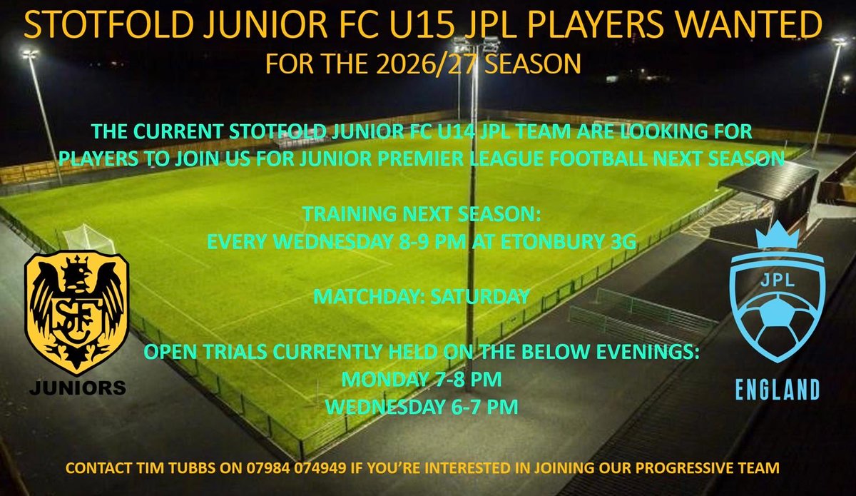 U8Juniors's tweet photo. Looking to add to our wonderful team! https://t.co/ZszVFbqnDe